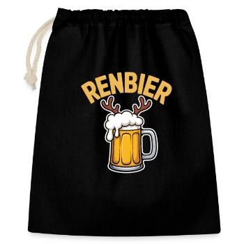 Renbier Krug mit Geweih - Geschenkbeutel aus Baumwolle (40 x 50 cm) - Schwarz - Vorne