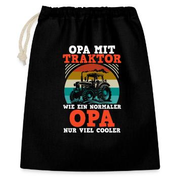 Landwirt Bauernhof Farmer Bauer Opa Großvater Trak - Geschenkbeutel aus Baumwolle (40 x 50 cm) - Schwarz - Vorne