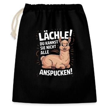 sourire, on ne peut pas cracher sur tous ces alpagas - Sac cadeau 40 x 50 cm - noir - Devant