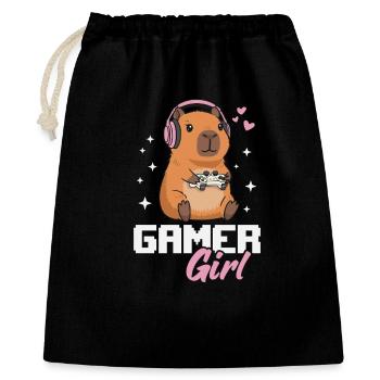 Capybara Gamer Girl Gaming Girl Jeux vidéo - Sac cadeau 40 x 50 cm - noir - Devant