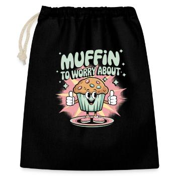 Retro Muffin - Geschenkbeutel aus Baumwolle (40 x 50 cm) - Schwarz - Vorne