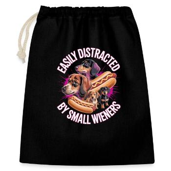 Facilement distrait par de petites saucisses fumées inusables - Sac cadeau 40 x 50 cm - noir - Devant