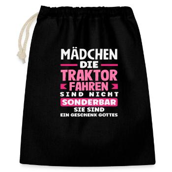 Conducteur de tracteur Drôle Fille de la ferme Tracteur - Sac cadeau 40 x 50 cm - noir - Devant