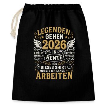 Legenden gehen 2026 in Rente – Shirt - Geschenkbeutel aus Baumwolle (40 x 50 cm) - Schwarz - Vorne