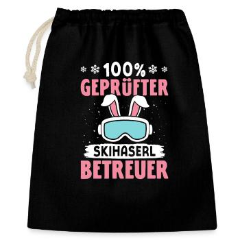 Skilehrer 100 % GEPRÜFTER SKIHASERL BETREUER - Geschenkbeutel aus Baumwolle (40 x 50 cm) - Schwarz - Vorne