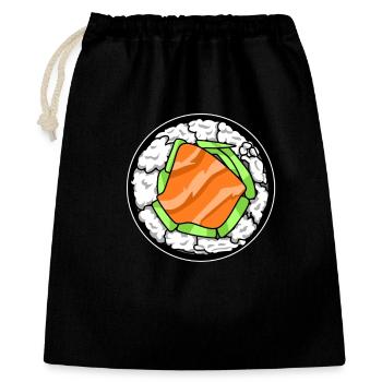 Japanese Salmon Sushi Roll Food Lover Illustration - Gift Bag 40 x 50 cm - black - Front