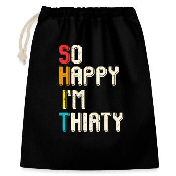 Tellement heureux, j’ai trente ans - Sac cadeau 40 x 50 cm - noir - Devant