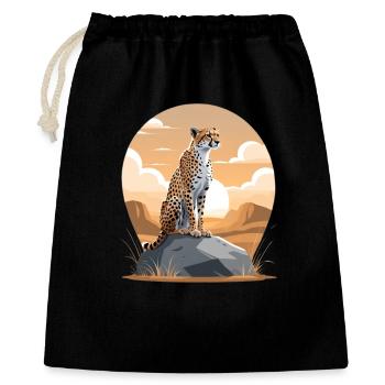 Guépard au coucher de soleil du désert - Sac cadeau 40 x 50 cm - noir - Devant