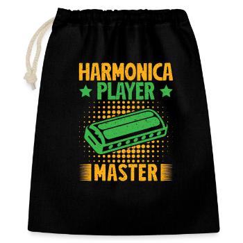 Funny Harmonica Player Master Harmonica - Geschenkbeutel aus Baumwolle (40 x 50 cm) - Schwarz - Vorne