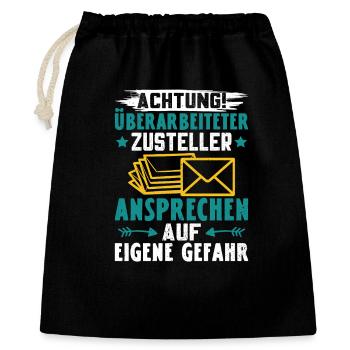 Postboten ACHTUNG ÜBERARBEITETER ZUSTELLER - Geschenkbeutel aus Baumwolle (40 x 50 cm) - Schwarz - Vorne