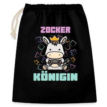 Zocker Königin - Geschenkbeutel aus Baumwolle (40 x 50 cm) - Schwarz - Vorne