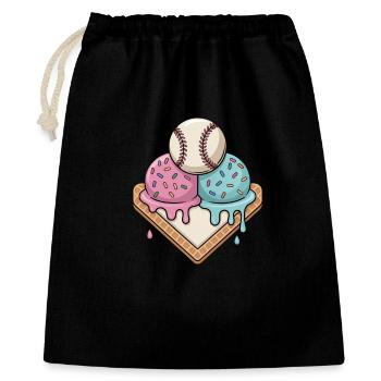 Baseball Eiscreme Streusel Auf Home Plate - Geschenkbeutel aus Baumwolle (40 x 50 cm) - Schwarz - Vorne