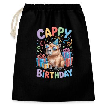 Capybara Anniversaire Cappy Anniversaire Drôle de capy - Sac cadeau 40 x 50 cm - noir - Devant