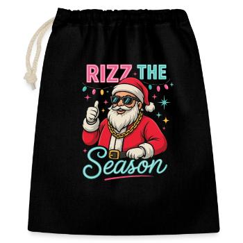 Rizz The Season Santa Claus Weihnachtsmann - Geschenkbeutel aus Baumwolle (40 x 50 cm) - Schwarz - Vorne