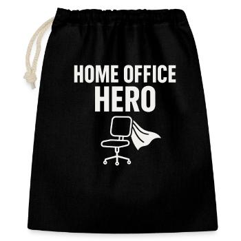 Home Office Held: Dein Büroalltag - Geschenkbeutel aus Baumwolle (40 x 50 cm) - Schwarz - Vorne