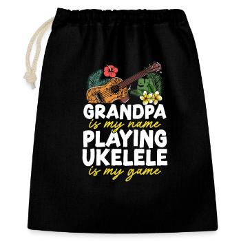 Hawaiian Ukulele Uke Grandpa - Geschenkbeutel aus Baumwolle (40 x 50 cm) - Schwarz - Vorne