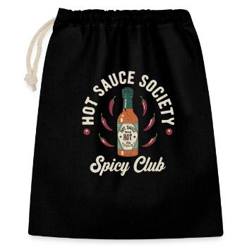Hot Sauce Society – Spicy Club - Geschenkbeutel aus Baumwolle (40 x 50 cm) - Schwarz - Vorne