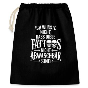 Nicht abwaschbare Tattoos Zitat - Geschenkbeutel aus Baumwolle (40 x 50 cm) - Schwarz - Vorne