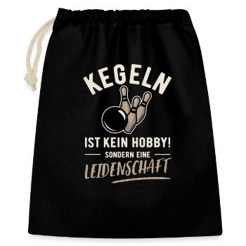 Kegeln ist kein Hobby sondern Leidenschaft - Geschenkbeutel aus Baumwolle (40 x 50 cm) - Schwarz - Vorne