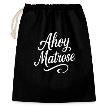 Ahoy Matrose Schriftzug - Geschenkbeutel aus Baumwolle (40 x 50 cm) - Schwarz - Vorne