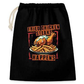 Fried Chicken Steaks Happens - Geschenkbeutel aus Baumwolle (40 x 50 cm) - Schwarz - Vorne