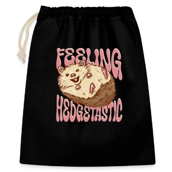 Igel Tag Hedgehog Day Feeling Hedgetastic - Geschenkbeutel aus Baumwolle (40 x 50 cm) - Schwarz - Vorne