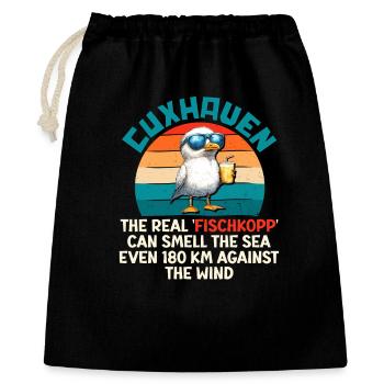 CUXHAVEN DER ECHTE FISCHKOPF KANN DAS MEER RIECHEN - Geschenkbeutel aus Baumwolle (40 x 50 cm) - Schwarz - Vorne