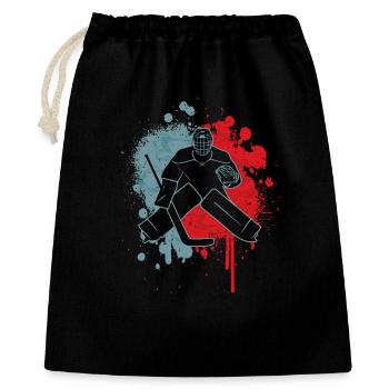 Eishockey Goalie Torwart Jungen Eishockeyspieler - Geschenkbeutel aus Baumwolle (40 x 50 cm) - Schwarz - Vorne