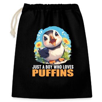 Puffin Papageientaucher - Geschenkbeutel aus Baumwolle (40 x 50 cm) - Schwarz - Vorne