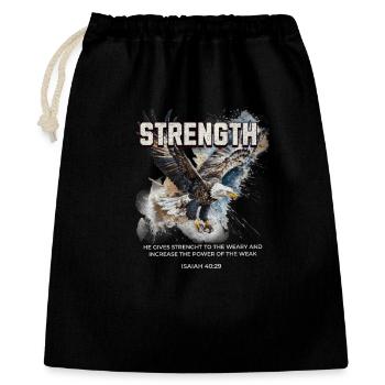 Strength Adler Glauben Isaiah 40 29 Mut - Geschenkbeutel aus Baumwolle (40 x 50 cm) - Schwarz - Vorne