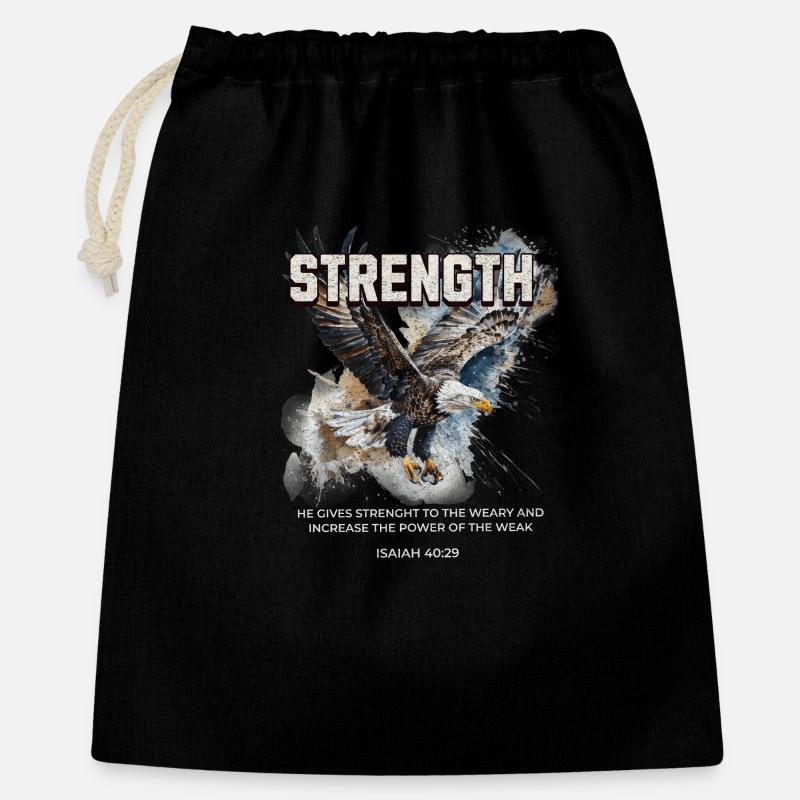 Strength Eagle Faith Isaiah 40 29 Courage - Gift Bag 40 x 50 cm - black