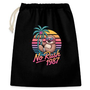No Rush 1987 Faultier Retro Sonnenuntergang - Geschenkbeutel aus Baumwolle (40 x 50 cm) - Schwarz - Vorne