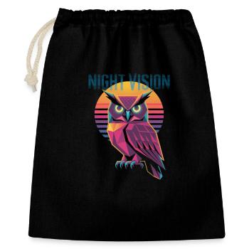 Night Vision Eule Retro Synthwave Sunset - Geschenkbeutel aus Baumwolle (40 x 50 cm) - Schwarz - Vorne