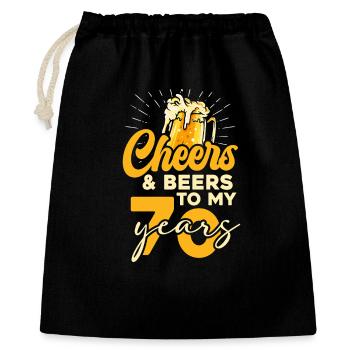 70 Jahre Cheers & Beers - Geschenkbeutel aus Baumwolle (40 x 50 cm) - Schwarz - Vorne