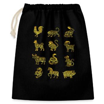 Chinese New Year Chinese Zodiac Animal Signs - Gift Bag 40 x 50 cm - black - Front