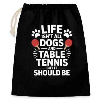 Cadeau de plaisanterie de tennis de table avec des mots de chien - Sac cadeau 40 x 50 cm - noir - Devant