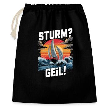  Sturm Geil Segeln Wellen Sonnenuntergang Regatta - Geschenkbeutel aus Baumwolle (40 x 50 cm) - Schwarz - Vorne