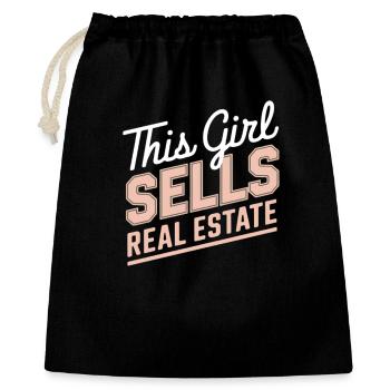 Cette fille vend de l’immobilier - Sac cadeau 40 x 50 cm - noir - Devant