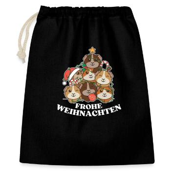 Frohe Weihnachten Meerschweinchen Heiligabend - Geschenkbeutel aus Baumwolle (40 x 50 cm) - Schwarz - Vorne