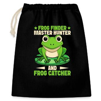 Attrapeur de grenouilles, Chercheur de grenouilles, Maître Chasseur de grenouilles, grenouille - Sac cadeau 40 x 50 cm - noir - Devant