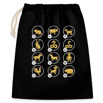 Chinese New Year Chinese Zodiac Animal Horoscope - Gift Bag 40 x 50 cm - black - Front
