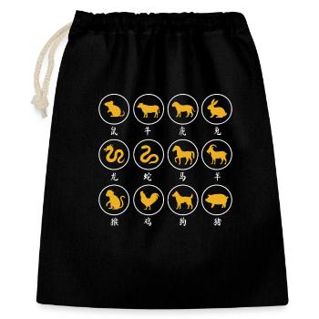 Chinese Horoscope New Year Chinese Zodiac Animal - Gift Bag 40 x 50 cm - black - Front