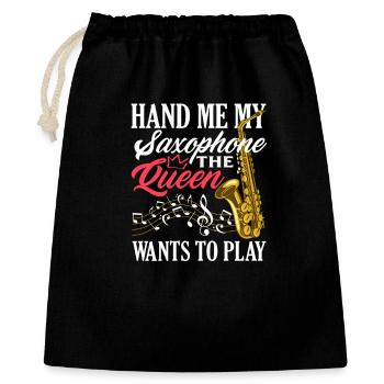 Hand Me My Saxophone Saxophonist Queen - Geschenkbeutel aus Baumwolle (40 x 50 cm) - Schwarz - Vorne