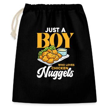 Nur ein Junge liebt Nuggets - Geschenkbeutel aus Baumwolle (40 x 50 cm) - Schwarz - Vorne