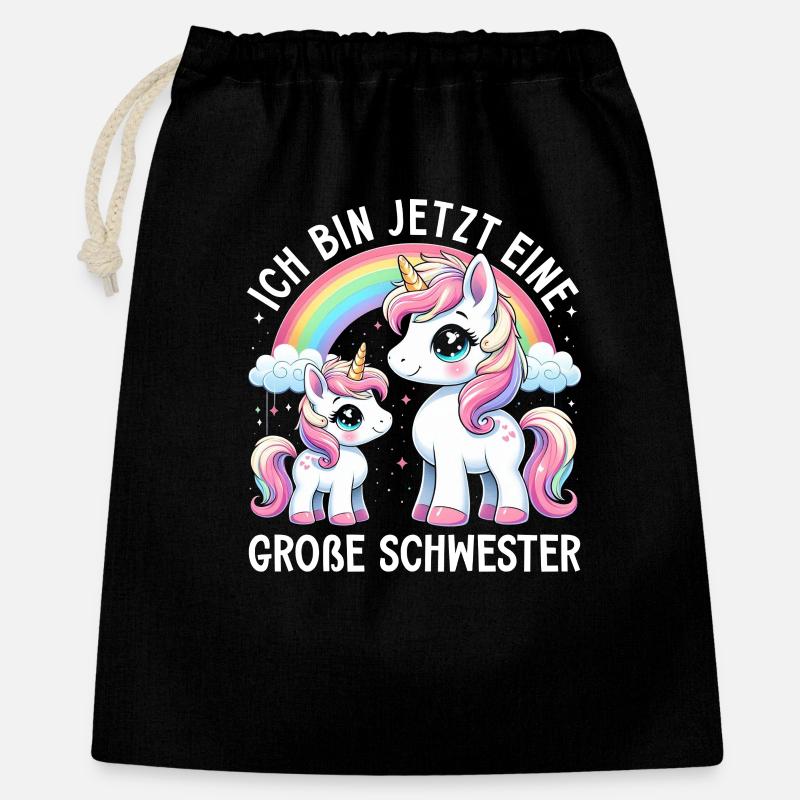 Big Sister Unicorn Lover Older Babe - Gift Bag 40 x 50 cm - black