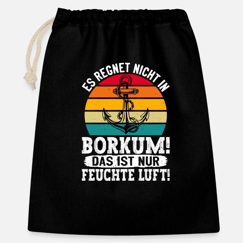 Île de Borkum IL NE PLEUT PAS À BORKUM Des choses drôles - Sac cadeau 40 x 50 cm - noir