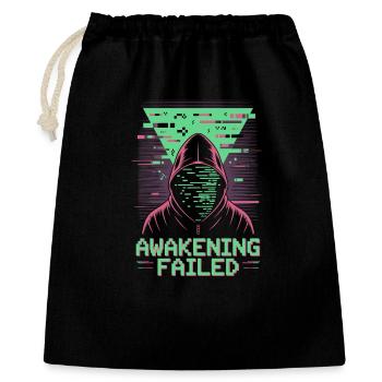 Awakening Failed im Retro-Glitch Look - Geschenkbeutel aus Baumwolle (40 x 50 cm) - Schwarz - Vorne