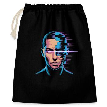 Glitch Portrait in Digital Art Style - Gift Bag 40 x 50 cm - black - Front