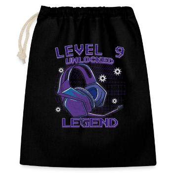 Level 9 Unlocked Kopfhörer Neon - Geschenkbeutel aus Baumwolle (40 x 50 cm) - Schwarz - Vorne
