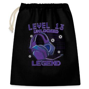 Level 13 Unlocked Legende - Geschenkbeutel aus Baumwolle (40 x 50 cm) - Schwarz - Vorne